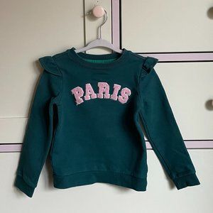 Janie and Jack Girl Paris Ruffle Shoulder Sweatshirt, 3 years